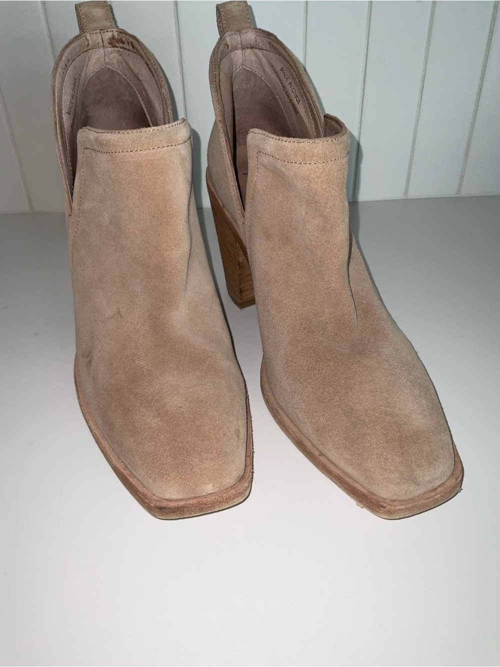 Jeffrey Campbell Rosalee Tan Suede Ankle Booties with Block Heel
